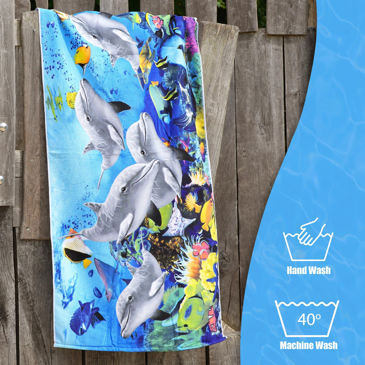 Dolphins Design Large Towel by GEEZY - UKBuyZone
