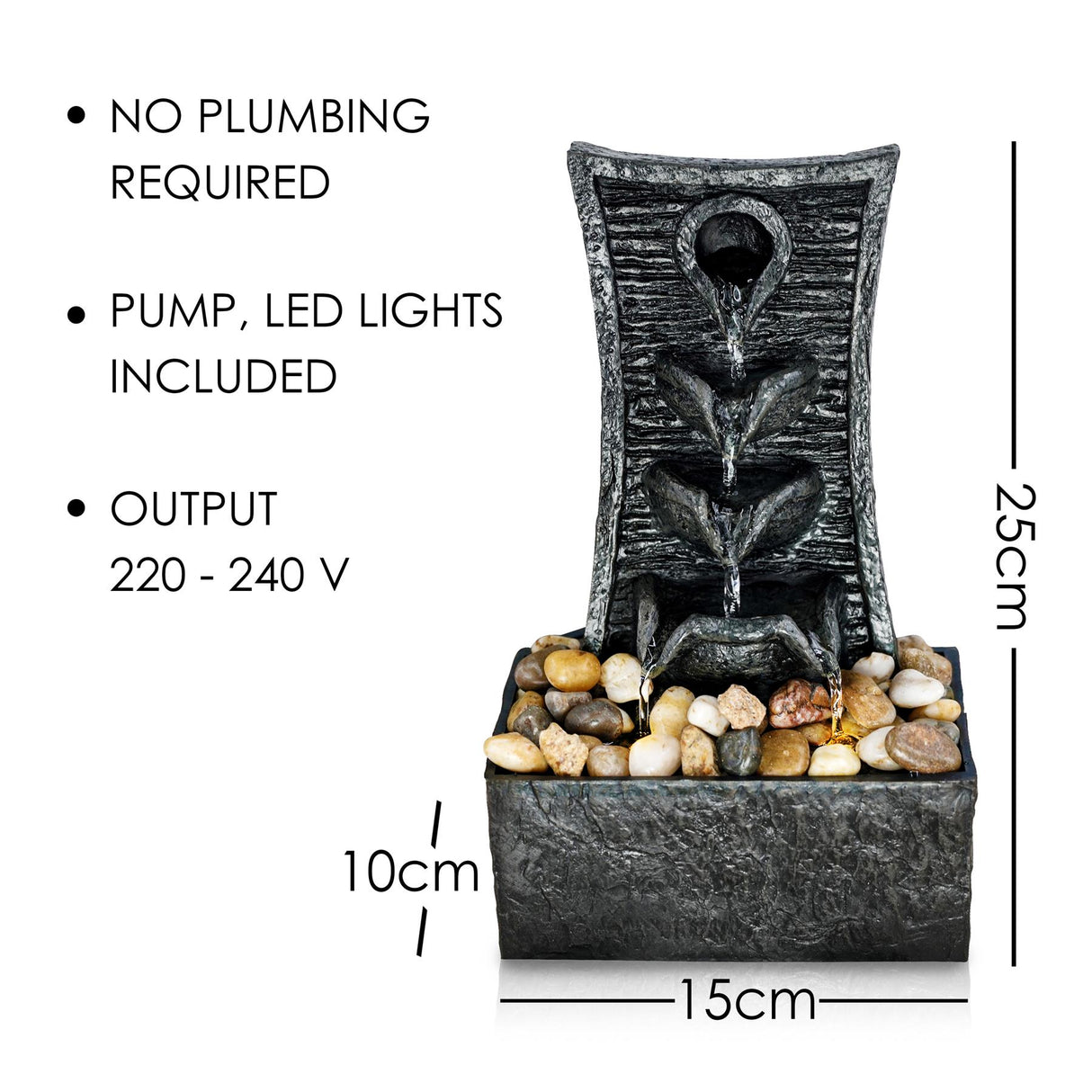 Tiers Water Feature Indoor With LED by GEEZY - UKBuyZone