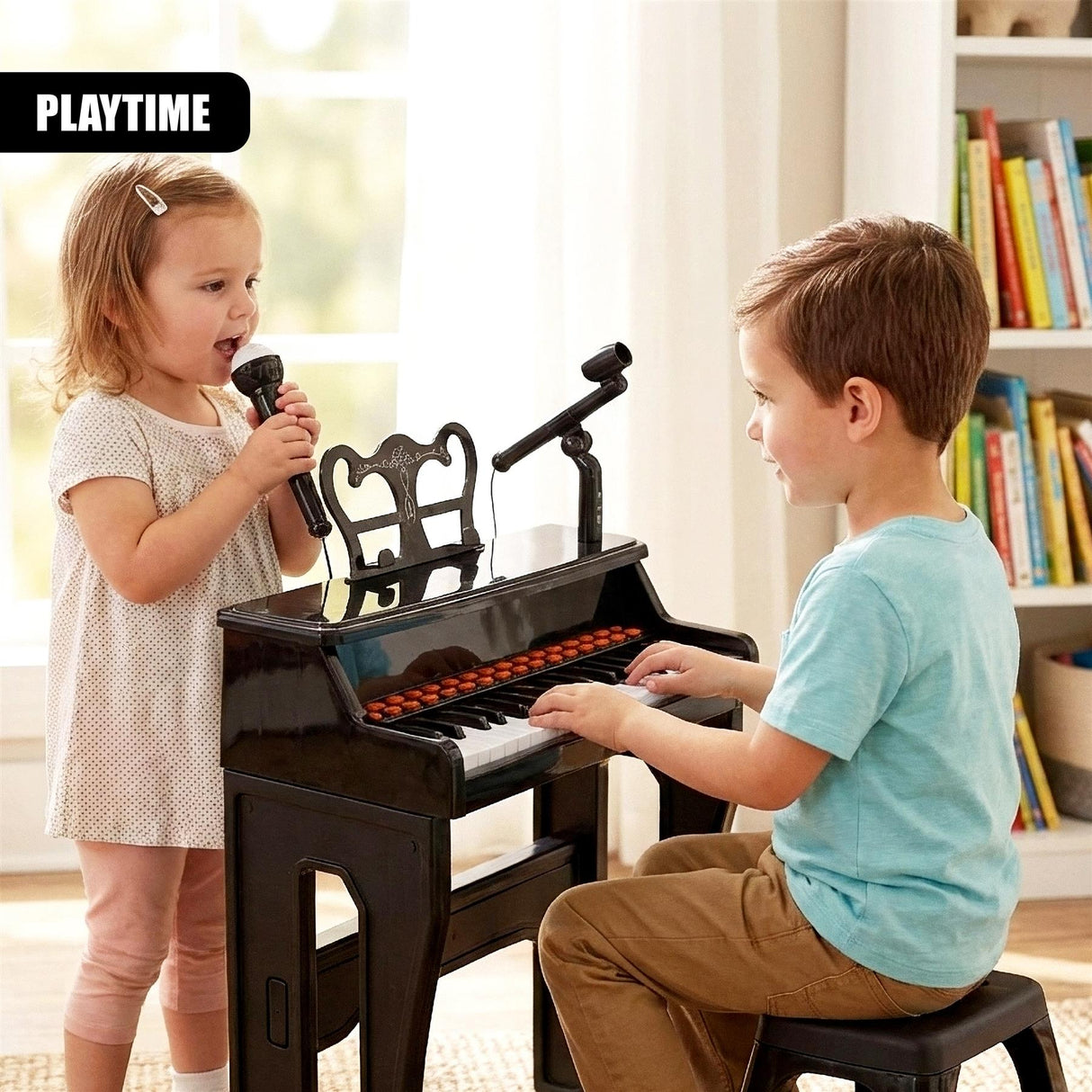 "Children's piano with 37 keys" - a colorful and sturdy piano for kids, designed to encourage musical exploration and creativity. Perfect for both kids and young musicians, it comes in three vibrant colors. The piano is small and compact, making it easy for children to play on their own or for parents to use as an educational tool. - UKBuyZone