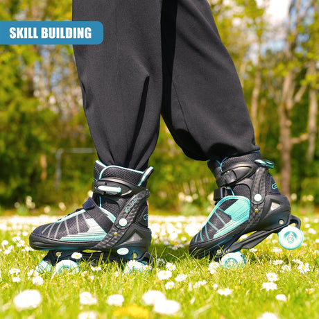 Adjustable Black & Blue Quad Roller Skates for Kids by The Magic Toy Shop - UKBuyZone