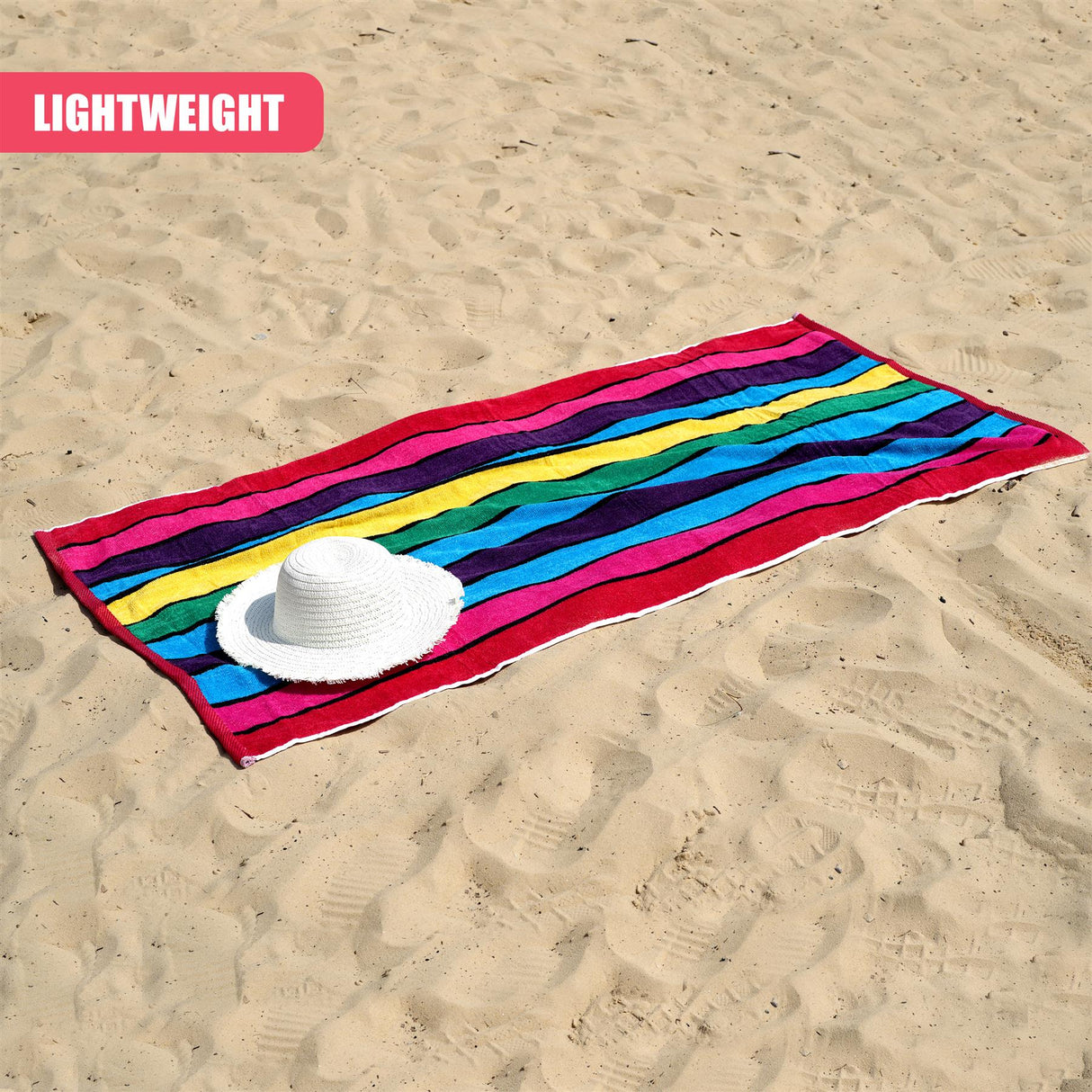 Velour Striped Beach Towel Crimson Skyline by Geezy - UKBuyZone