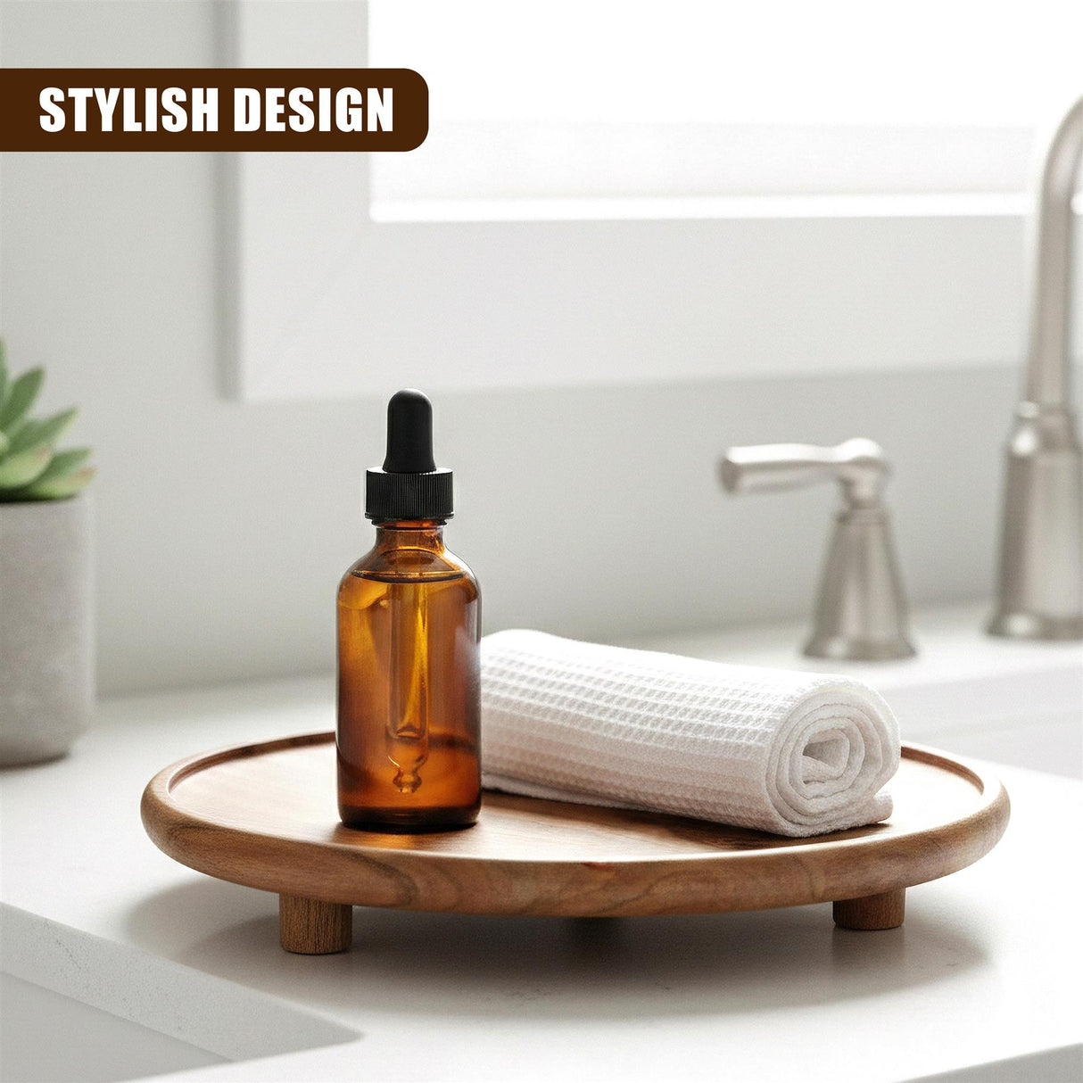 Round Acacia Wood Serving Tray