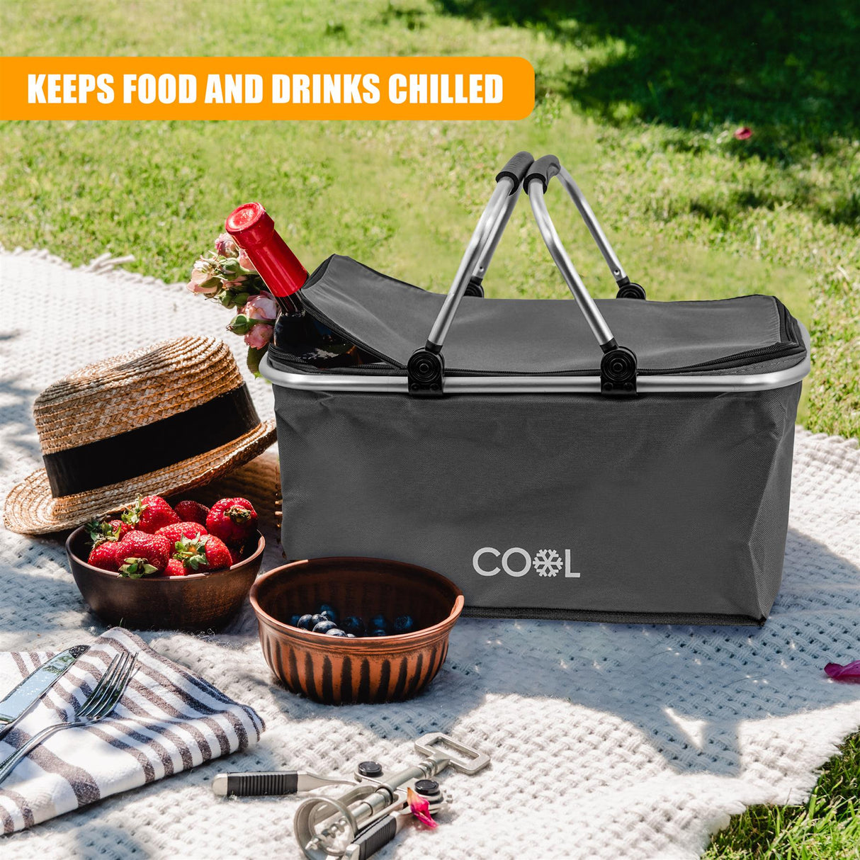 Grey Cooler Basket Bag by Geezy - UKBuyZone
