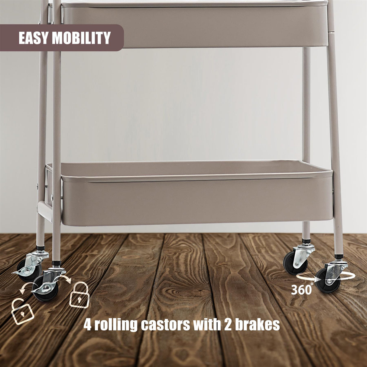 3 Tier Storage Trolley on Wheels by GEEZY - UKBuyZone