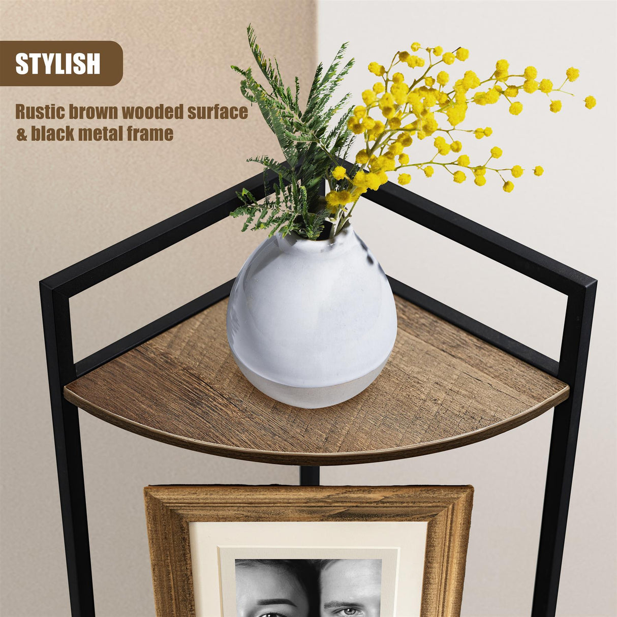 3 Tier Wooden Corner Shelf by GEEZY - UKBuyZone