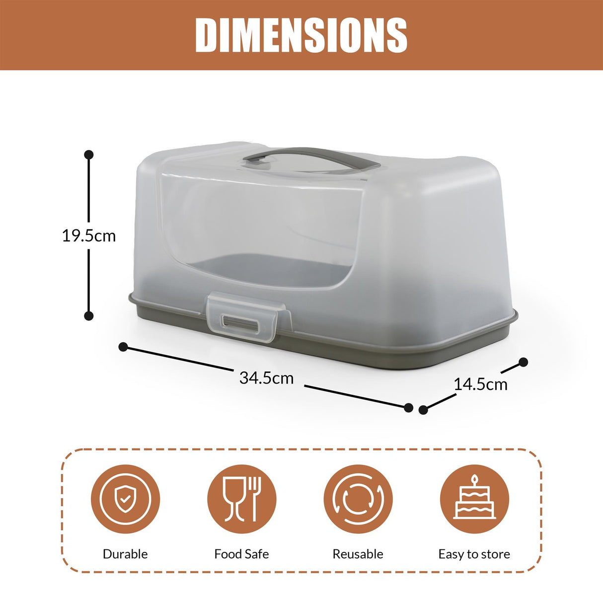 Rectangular Cake Carrier with Handle and Lid by GEEZY - UKBuyZone