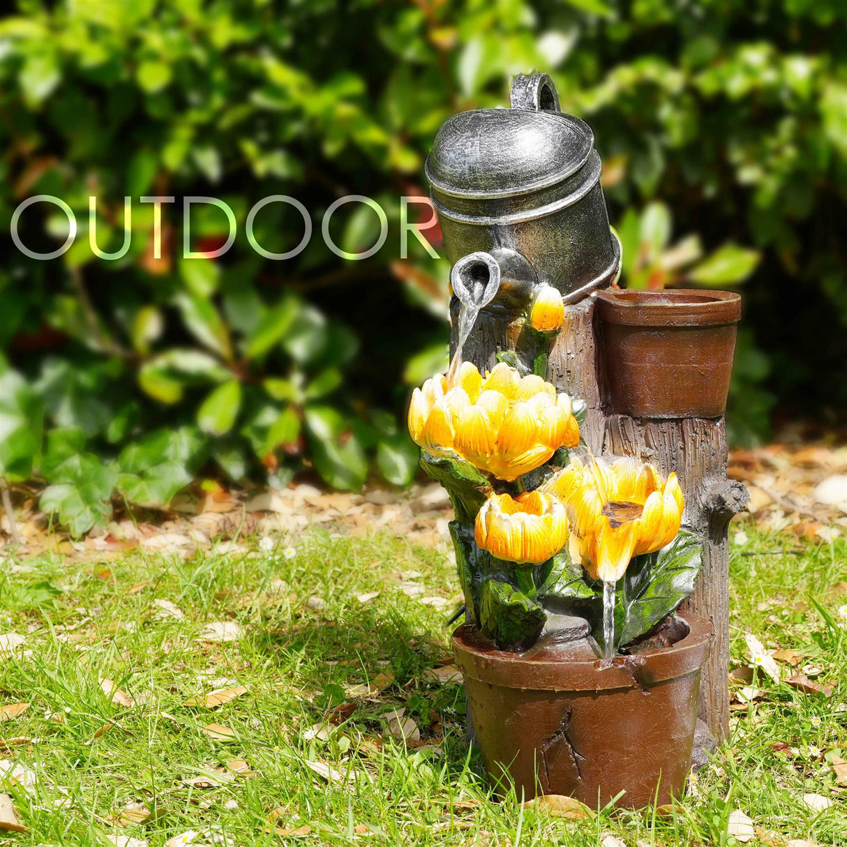 Sunflower Solar Water Feature Outdoor With LED by GEEZY - UKBuyZone