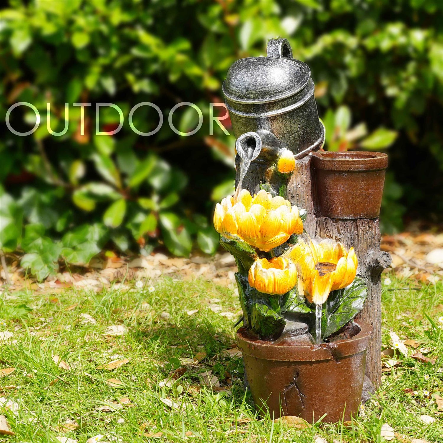 Sunflower Solar Water Feature Outdoor With LED by GEEZY - UKBuyZone