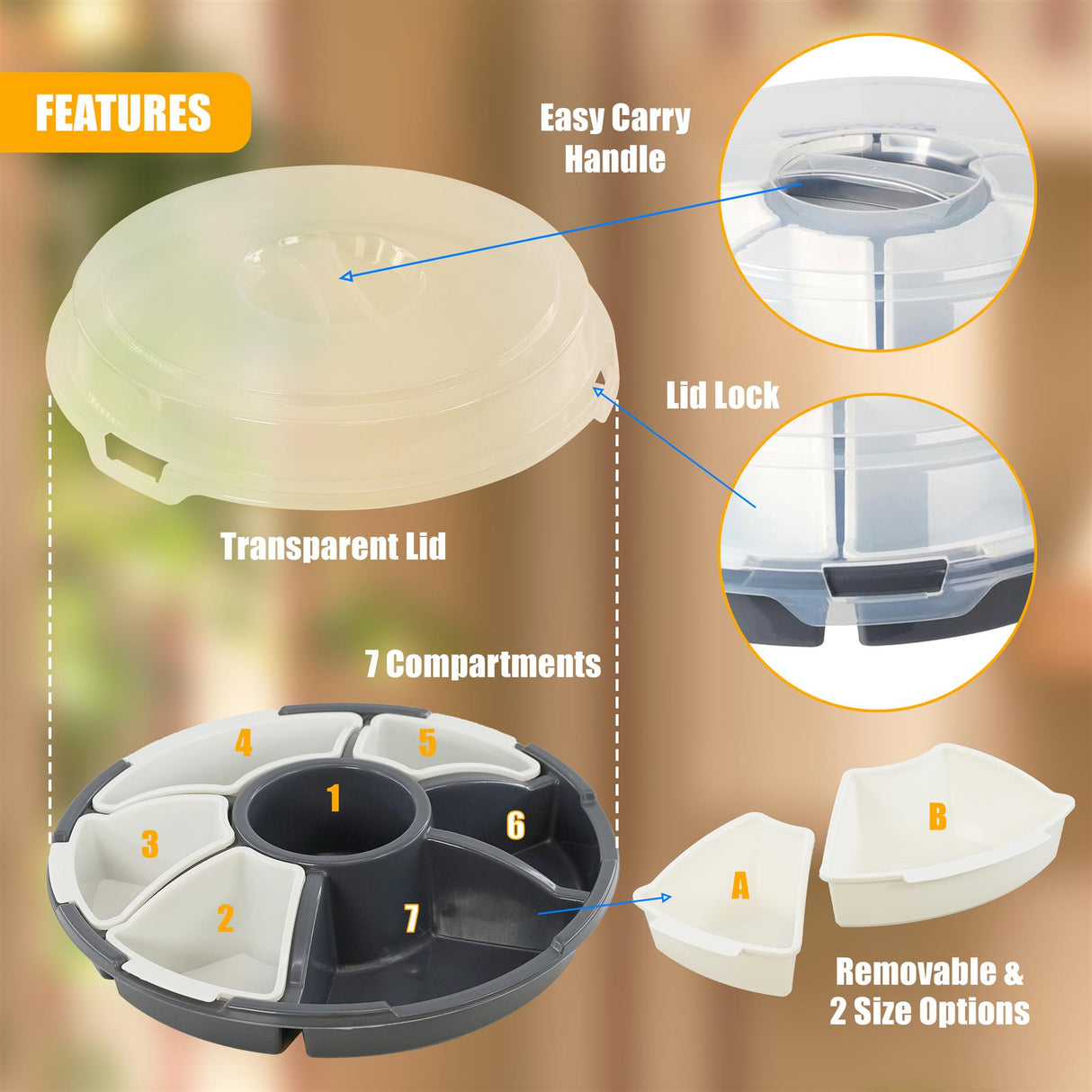 Round Snack Tray with Lid by GEEZY - UKBuyZone