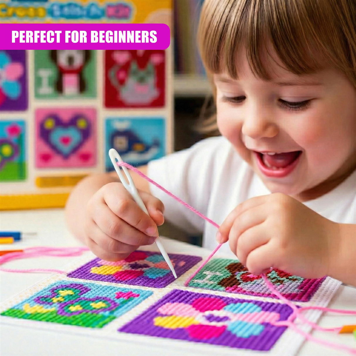6 in 1 Traditional Cross Stitch Kit for Kids
