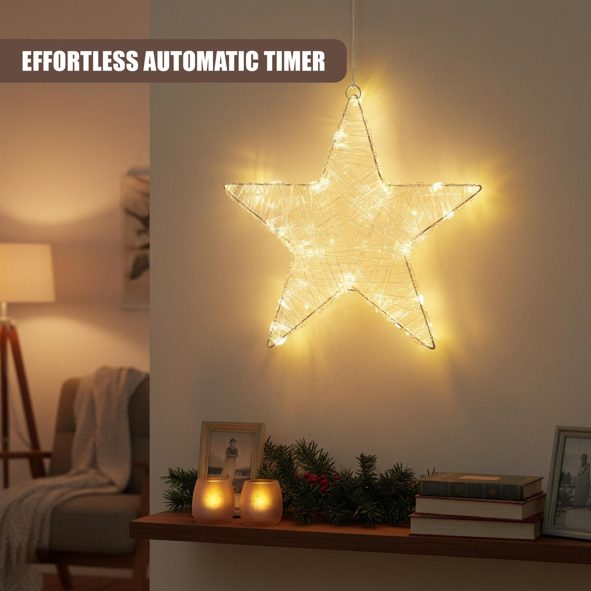 Christmas Star with 30 LED Warm White Lights