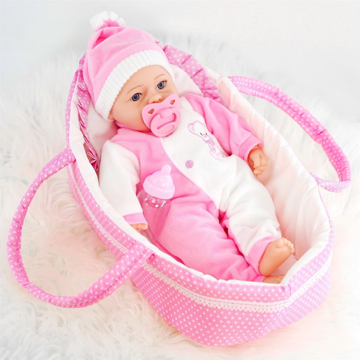 Pink Baby Doll Carry Cot (38 cm / 15")
