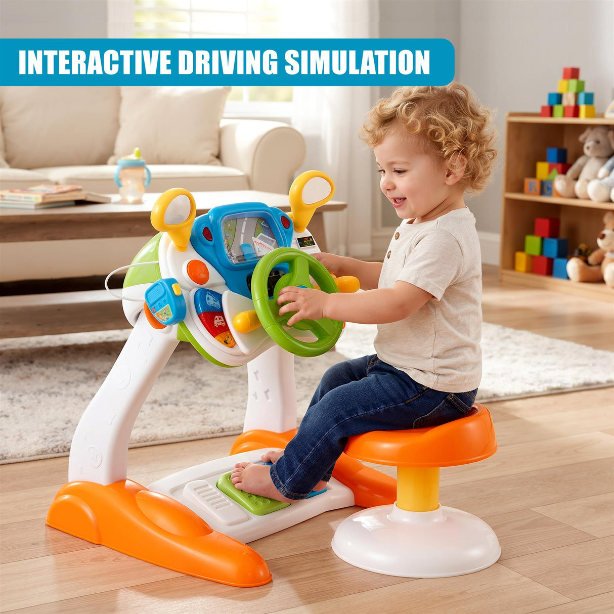 Freestanding Electronic Steering Wheel Driving Simulator Toy