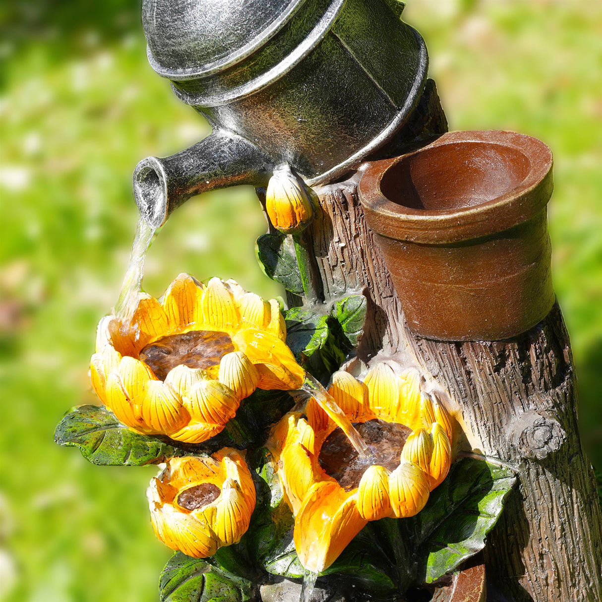 Sunflower Solar Water Feature Outdoor With LED by GEEZY - UKBuyZone