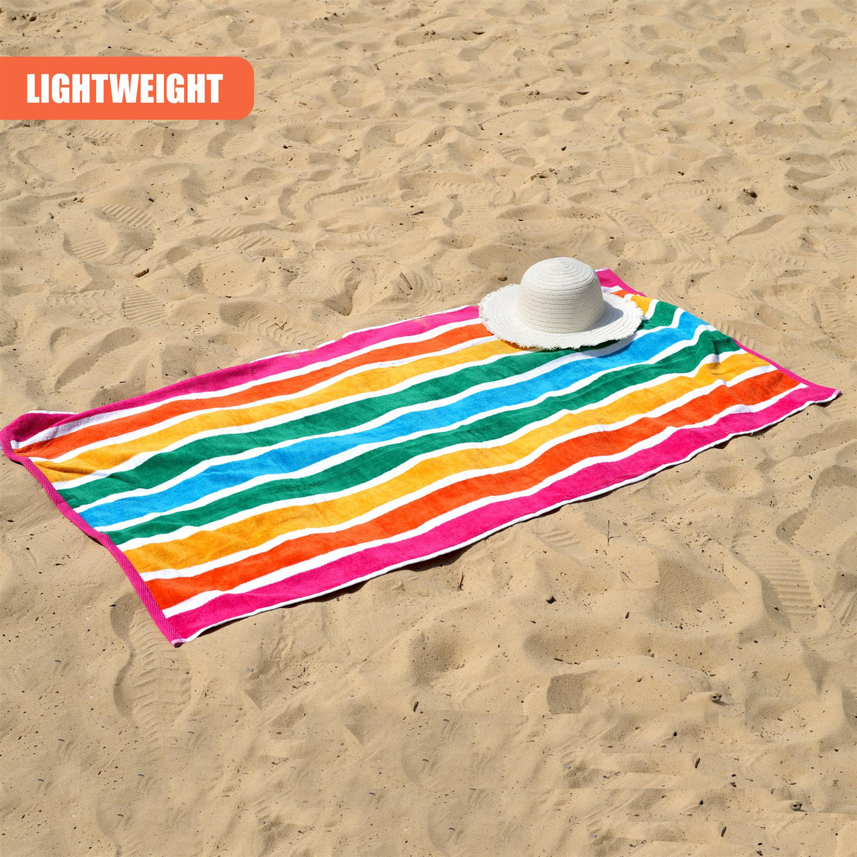 Velour Striped Beach Towel Tropical Burst by Geezy - UKBuyZone
