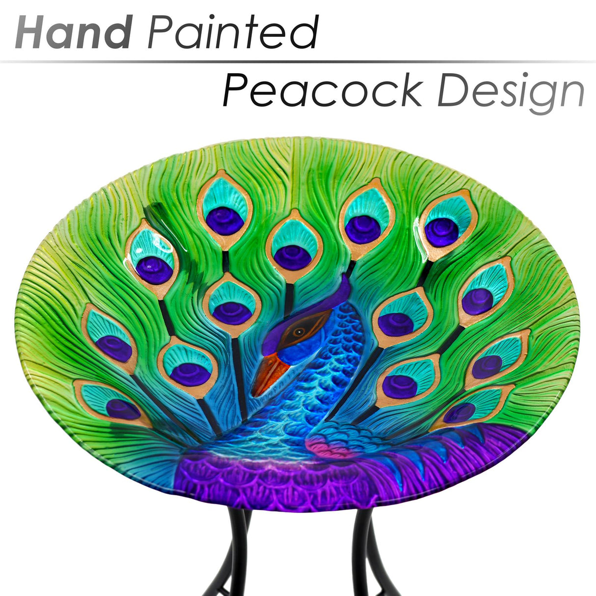 Garden Bird Bath Peacock Design Free Standing by GEEZY - UKBuyZone
