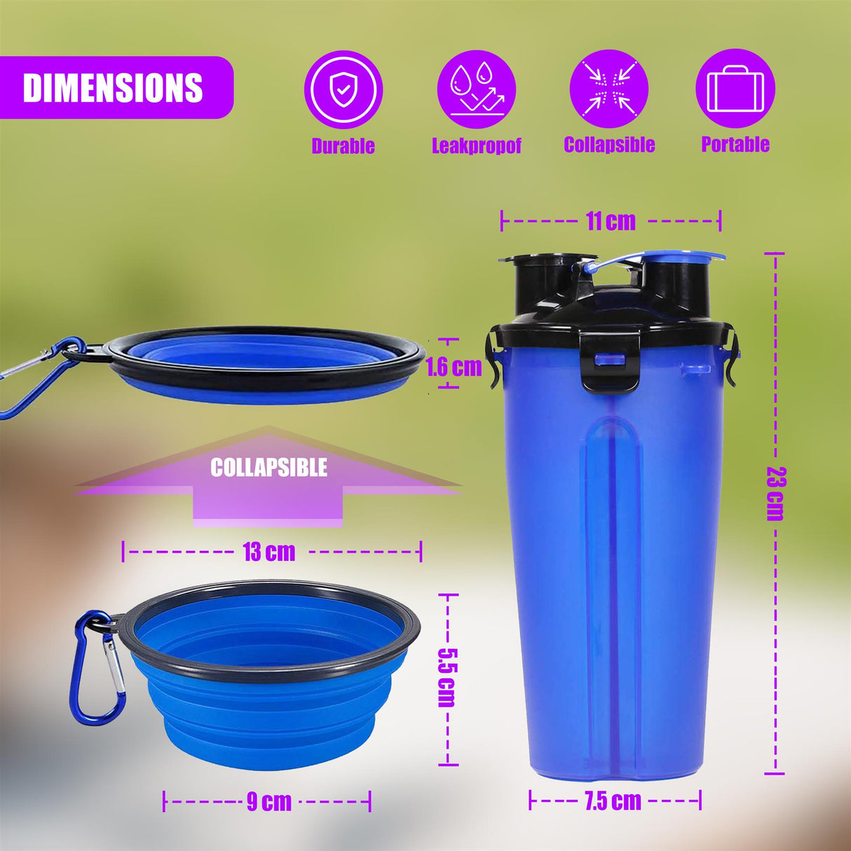 Foldable Bowl and Water Bottle Set for Pets by Geezy - UKBuyZone