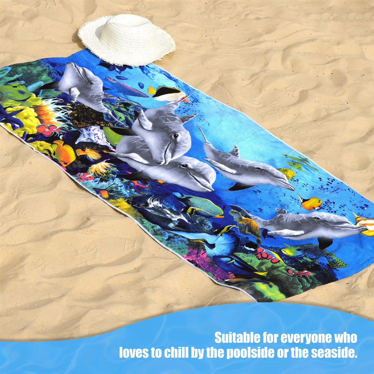 Dolphins Design Large Towel by GEEZY - UKBuyZone