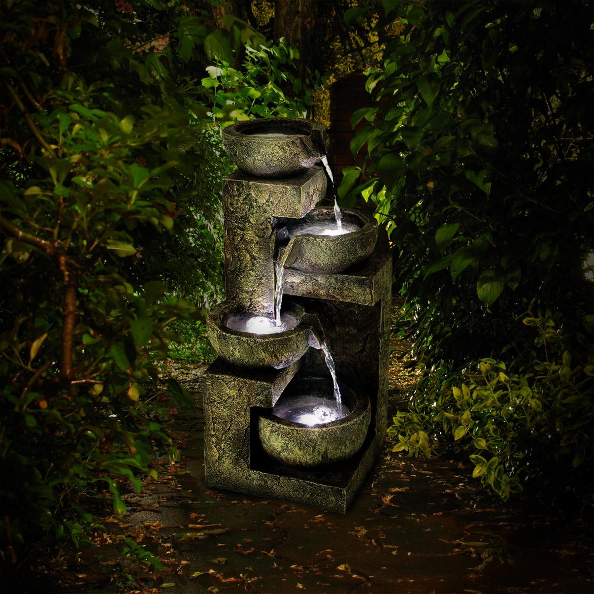 4 Tier Water Feature Outdoor With LED by GEEZY - UKBuyZone