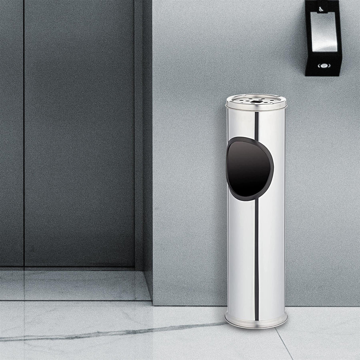 Free Standing Stainless Steel Outdoor Ashtray with Bin