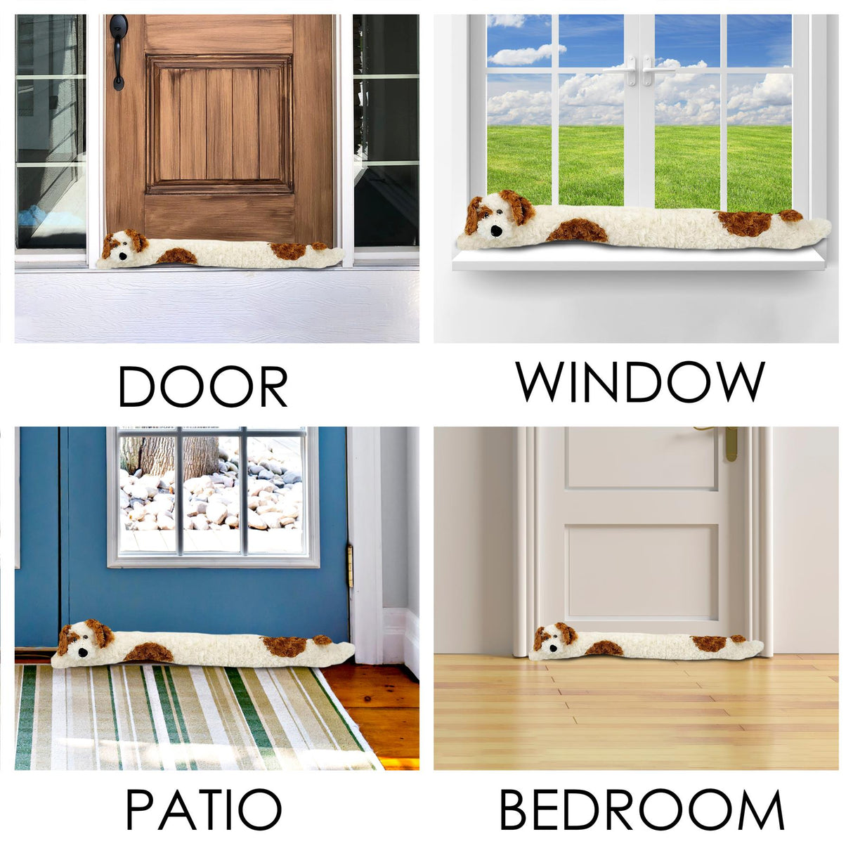 Novelty Cream Dog Draught Excluder for Doors by GEEZY - UKBuyZone