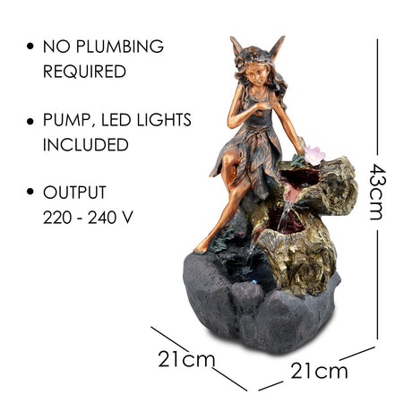 Fairy Water Feature Outdoor With LED by GEEZY - UKBuyZone