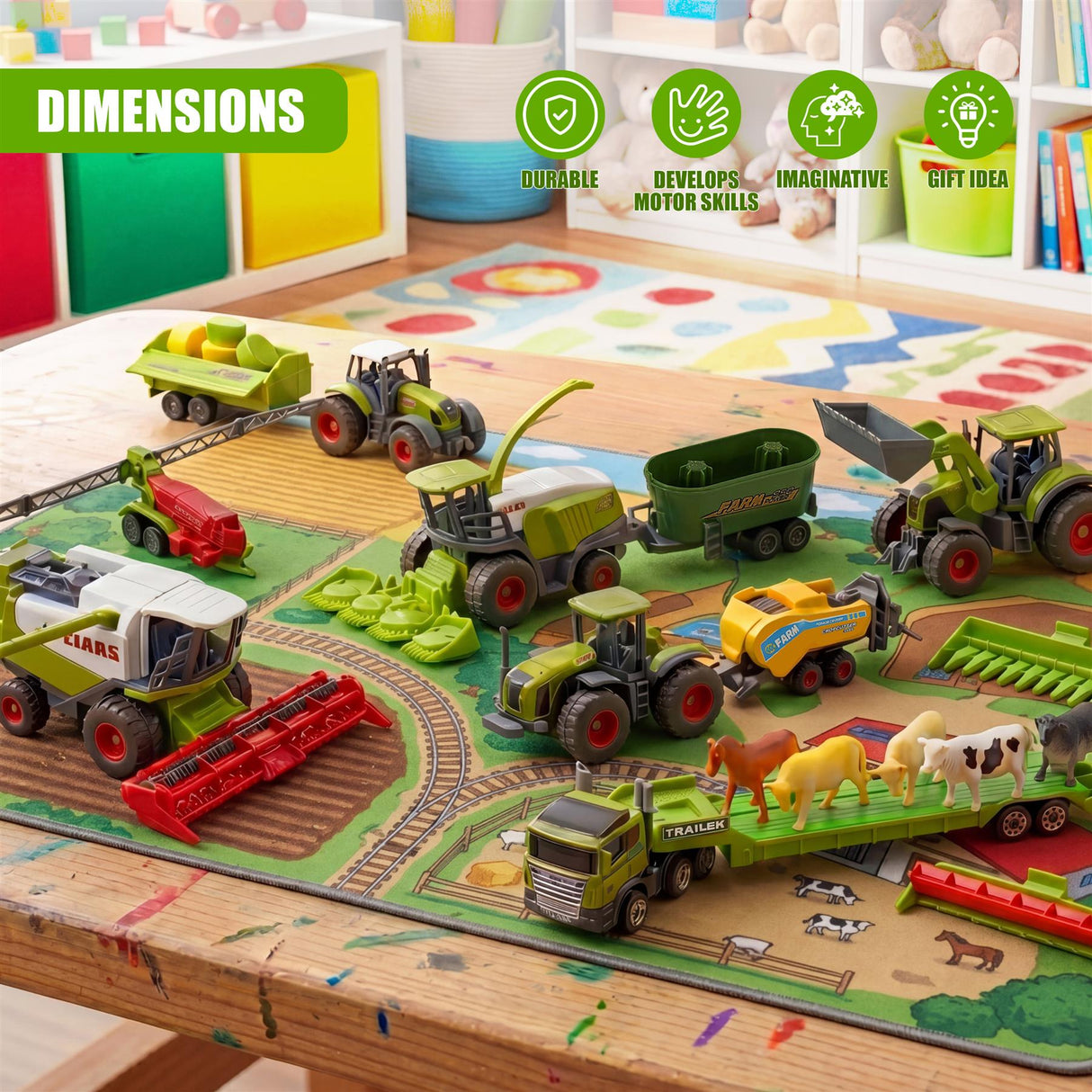 23 Piece Die Cast Farm Tractor & Animals Play Set