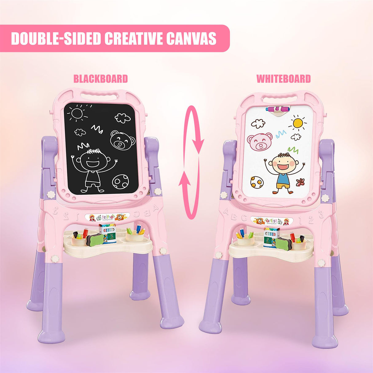 Pink Folding Double-Sided Magnetic Drawing Board by The Magic Toy Shop - UKBuyZone