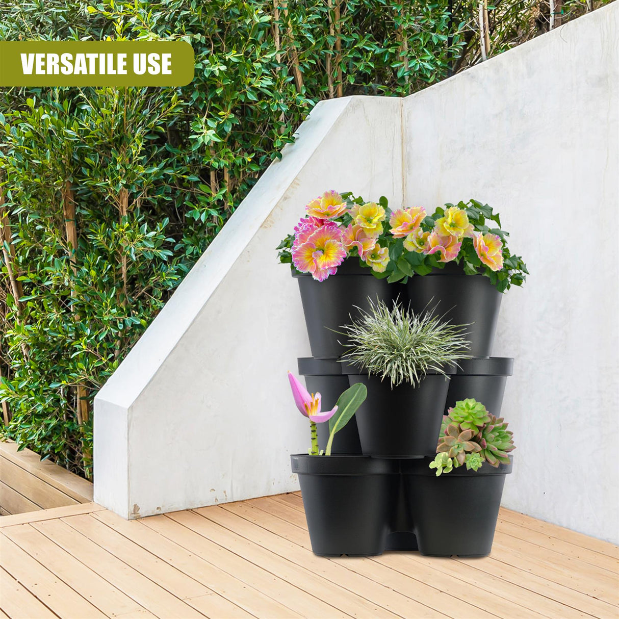 Stackable Vertical Garden Flower Pot Strawberry Planter by GEEZY - UKBuyZone