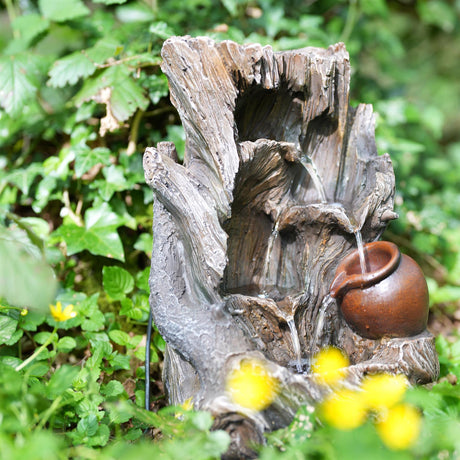 Tree Log Water Feature Outdoor With LED by GEEZY - UKBuyZone
