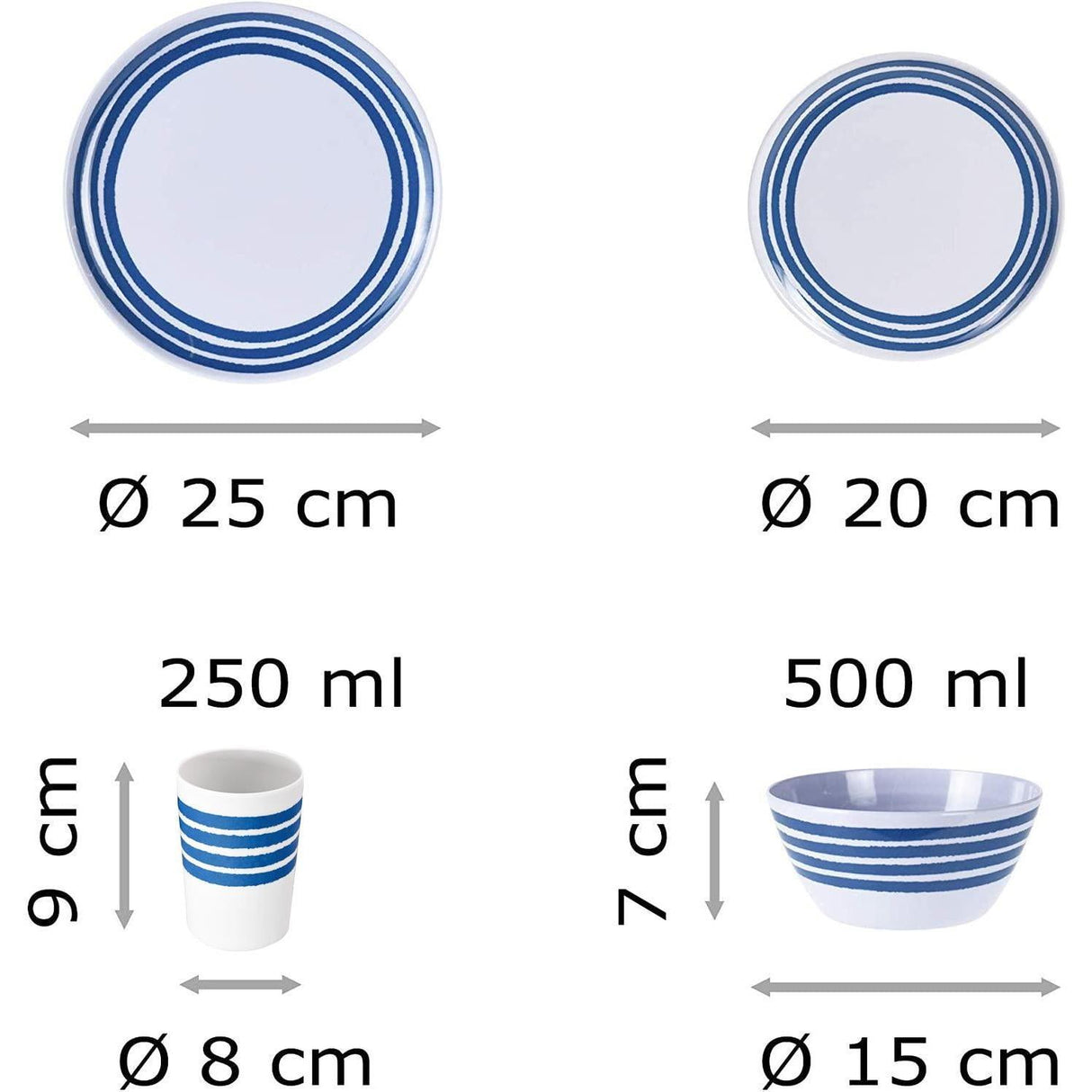 Melamine Camping Dinner Set For Four 16 Pieces by Geezy - UKBuyZone