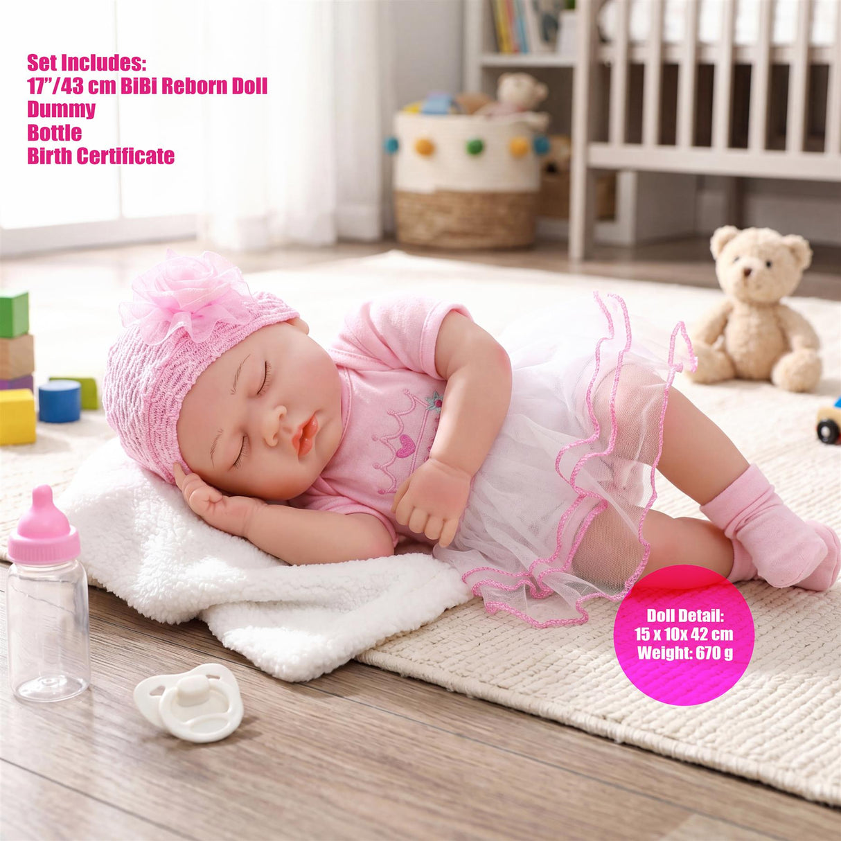 BiBi Doll Reborn Girl "Cherry" (43 cm / 17")