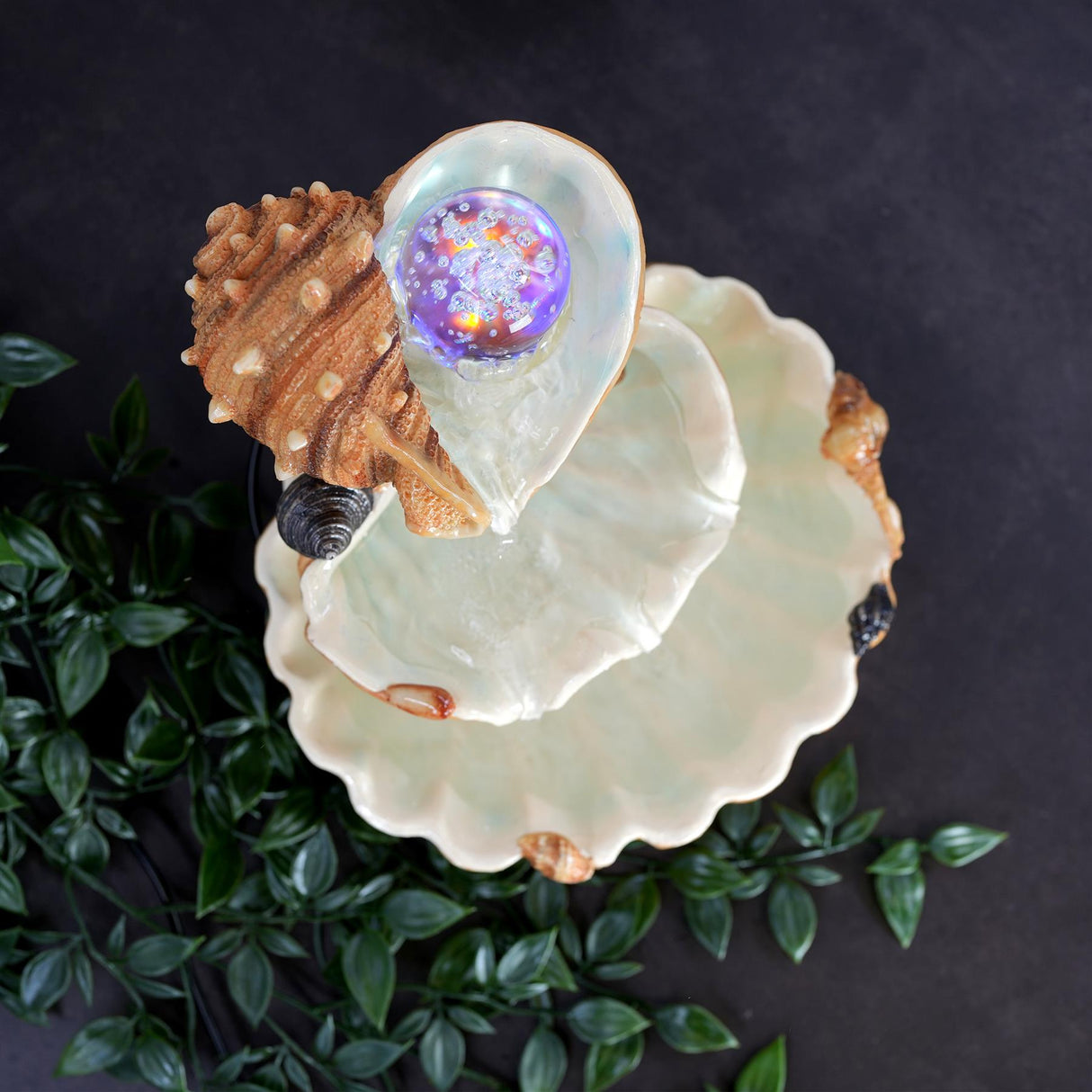 Clam Shell Water Feature Indoor With LED by GEEZY - UKBuyZone