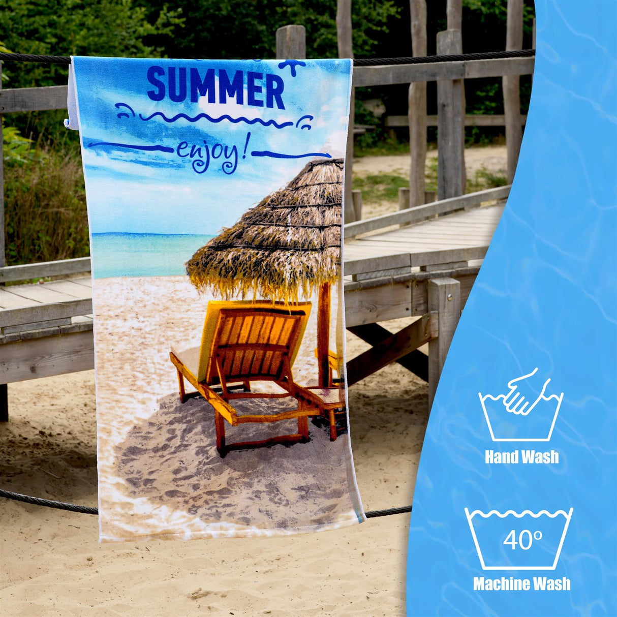 Hello Summer Design Large Towel by Geezy - UKBuyZone