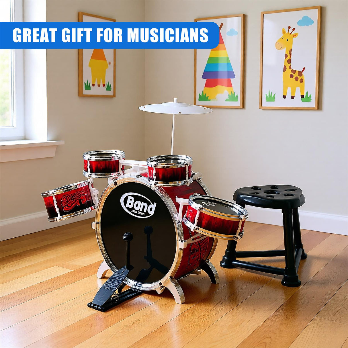 Childs Drum Playset Kit With Stool