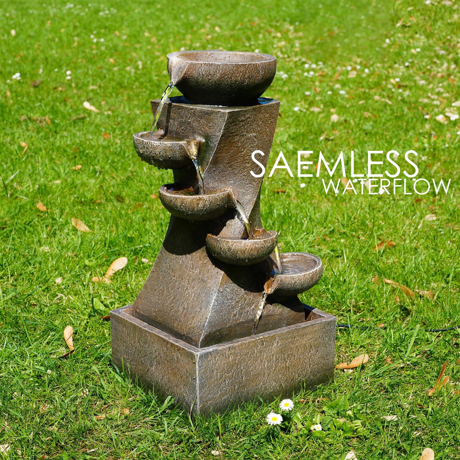 Cascading Water Feature Outdoor With LED by GEEZY - UKBuyZone