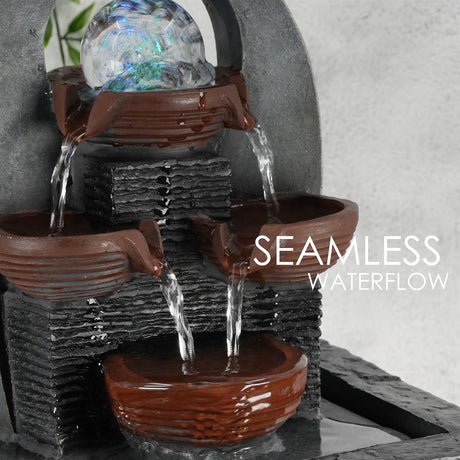 Cascading Water Feature Indoor With LED by GEEZY - UKBuyZone