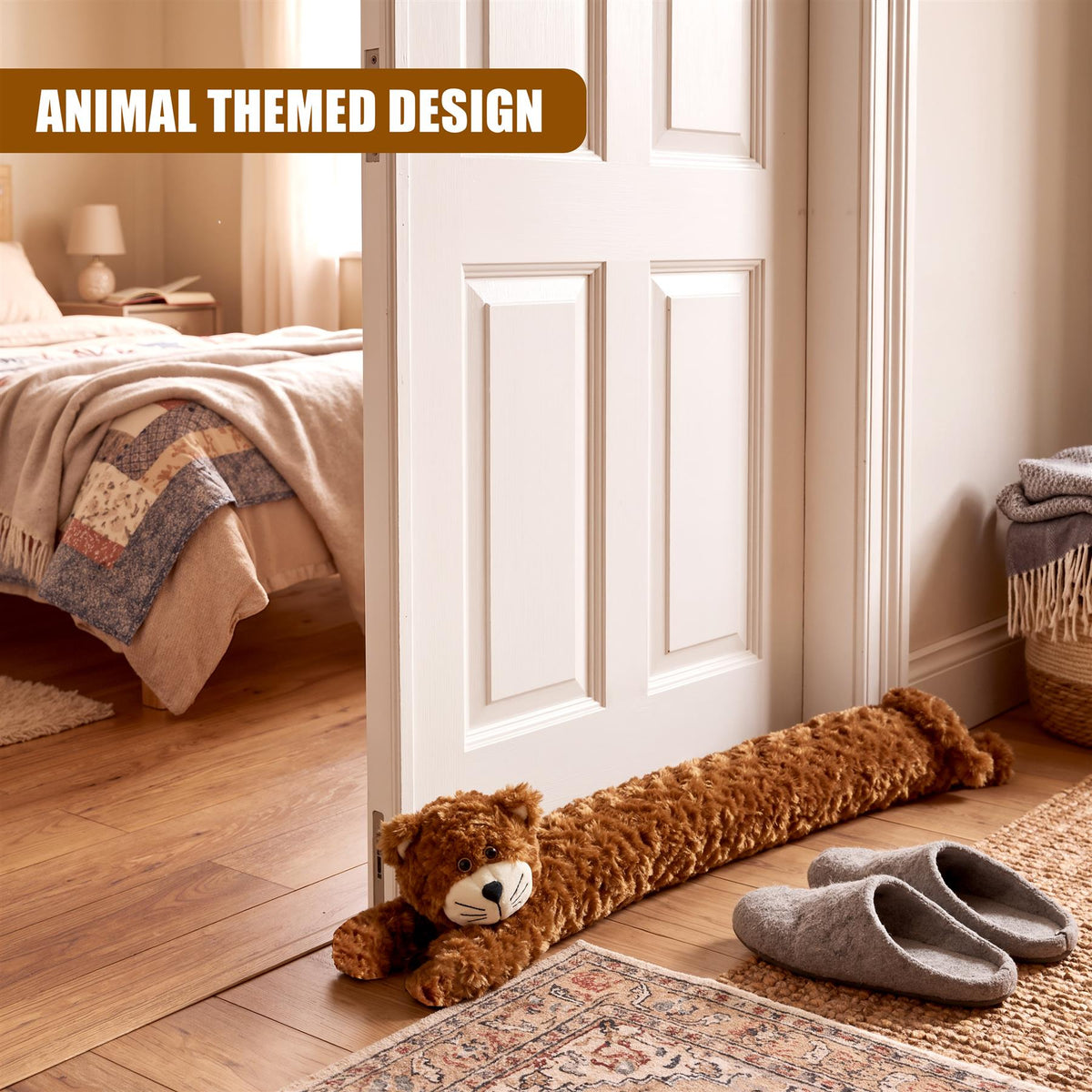 Novelty Draught Excluder for Doors Brown Cat Design