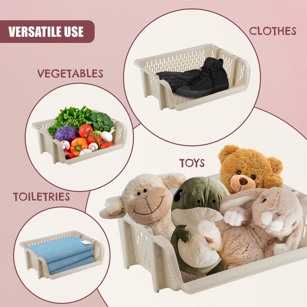 Stackable Storage Baskets Set of 4 by GEEZY - UKBuyZone