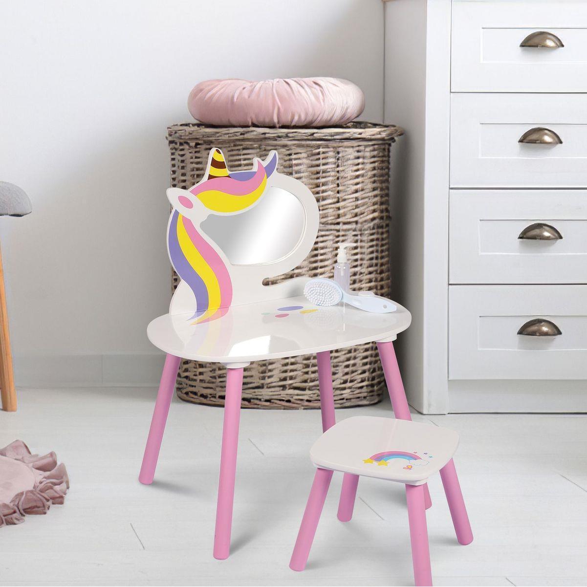 Princess Vanity Table with Stool Kids Play Toy by The Magic Toy Shop - UKBuyZone