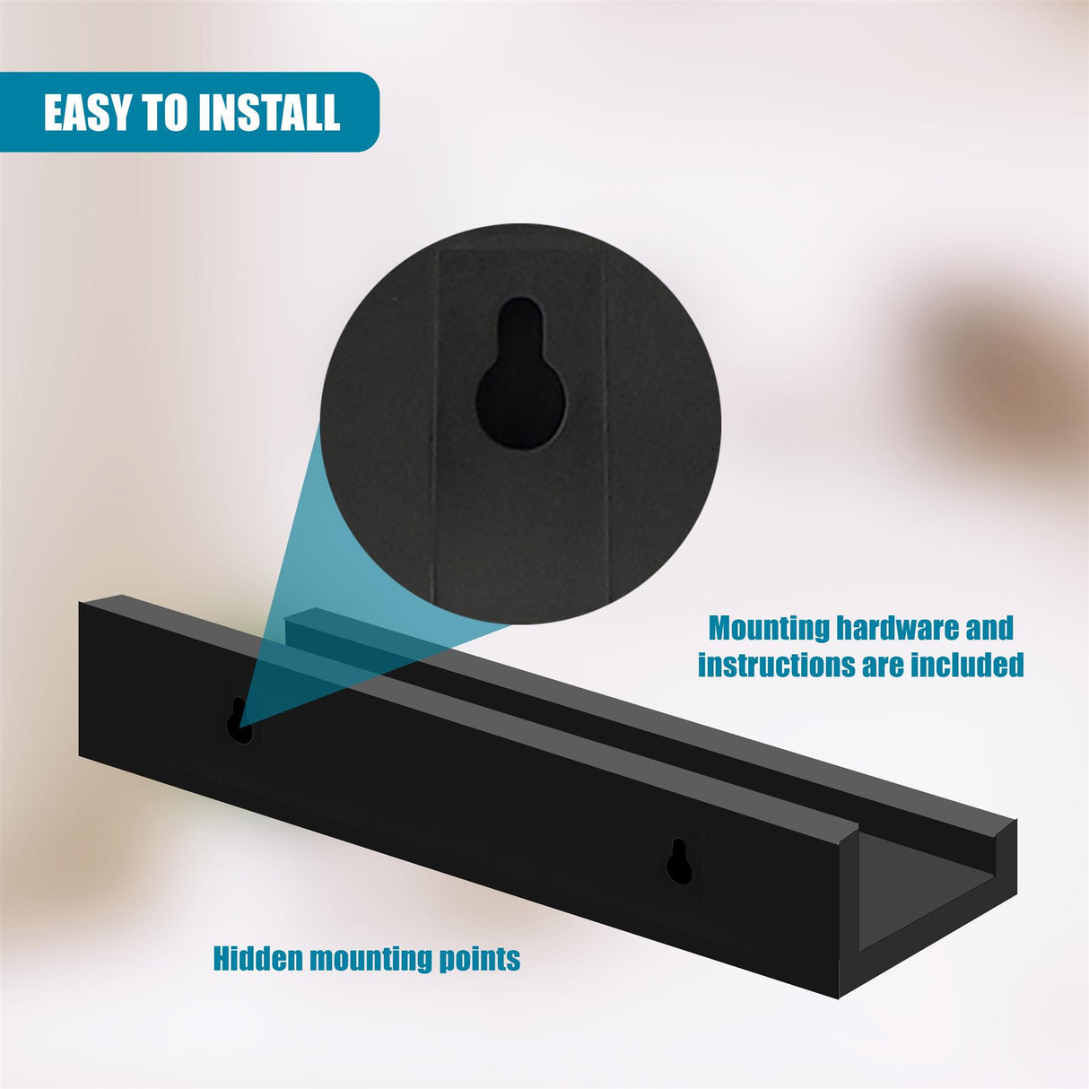 Black Wall Hanging Shelf 30 cm Pack 2