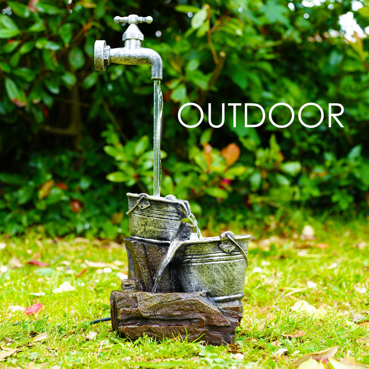 Tap Design Water Feature Outdoor With LED by GEEZY - UKBuyZone