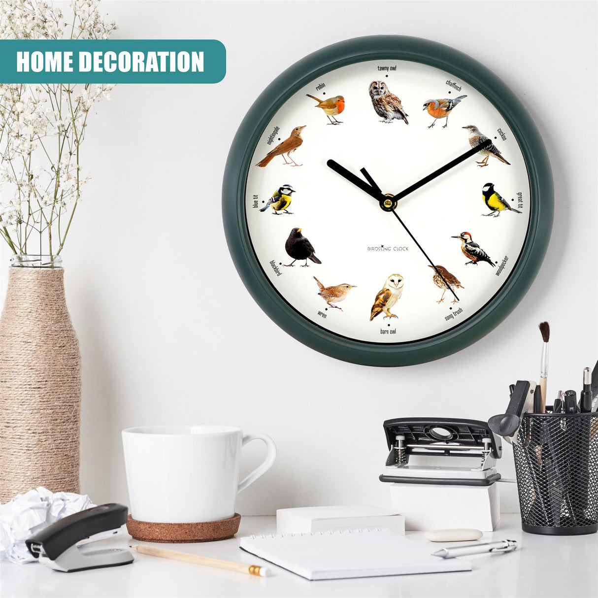 Birdsong Wall Clock with 12 Songs by GEEZY - UKBuyZone