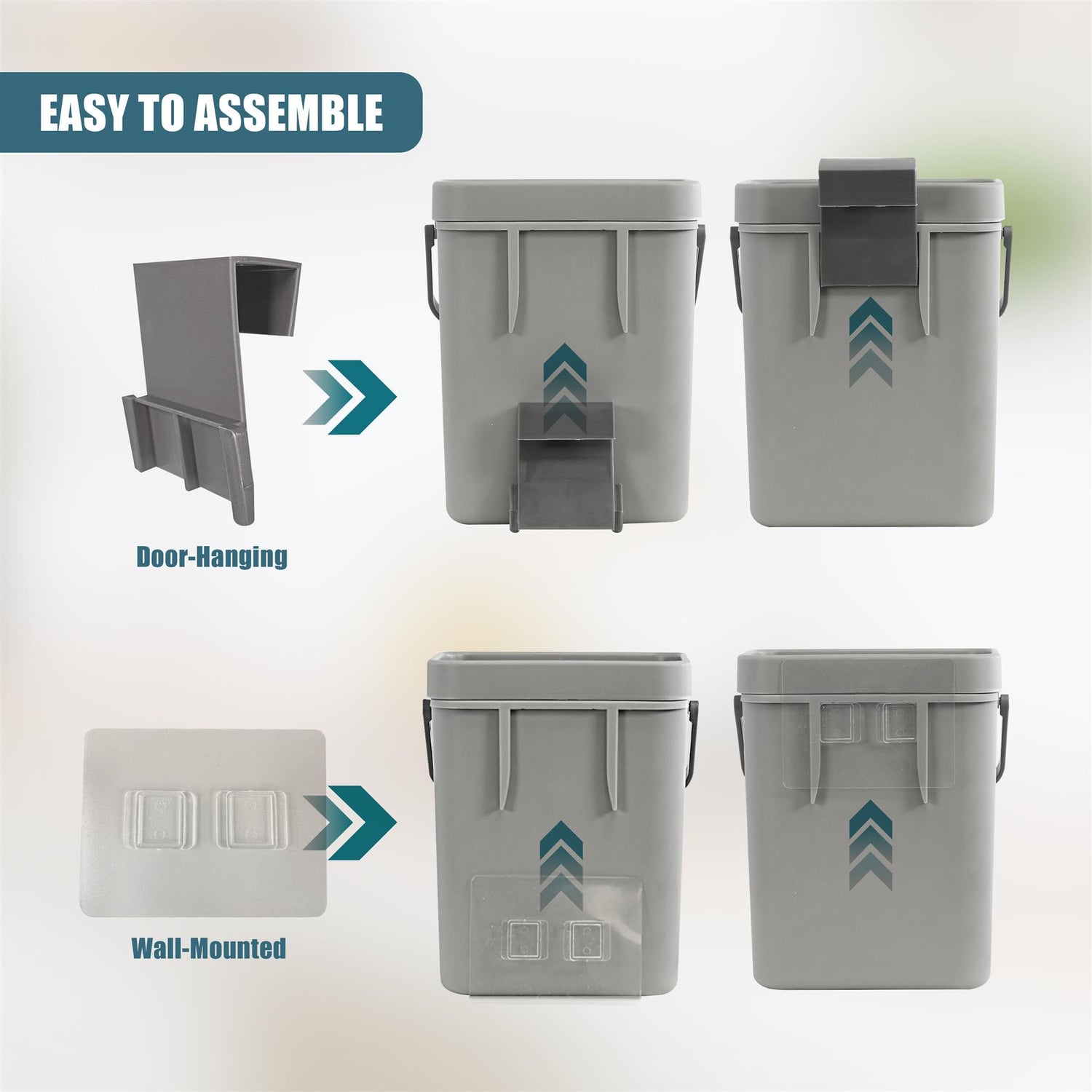 Hanging Kitchen Waste Bin with Lid 3L by GEEZY - UKBuyZone