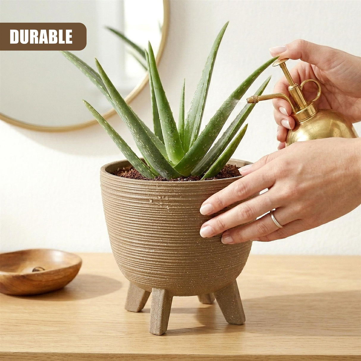 Brown Flower Pot with Legs, 23.6 cm