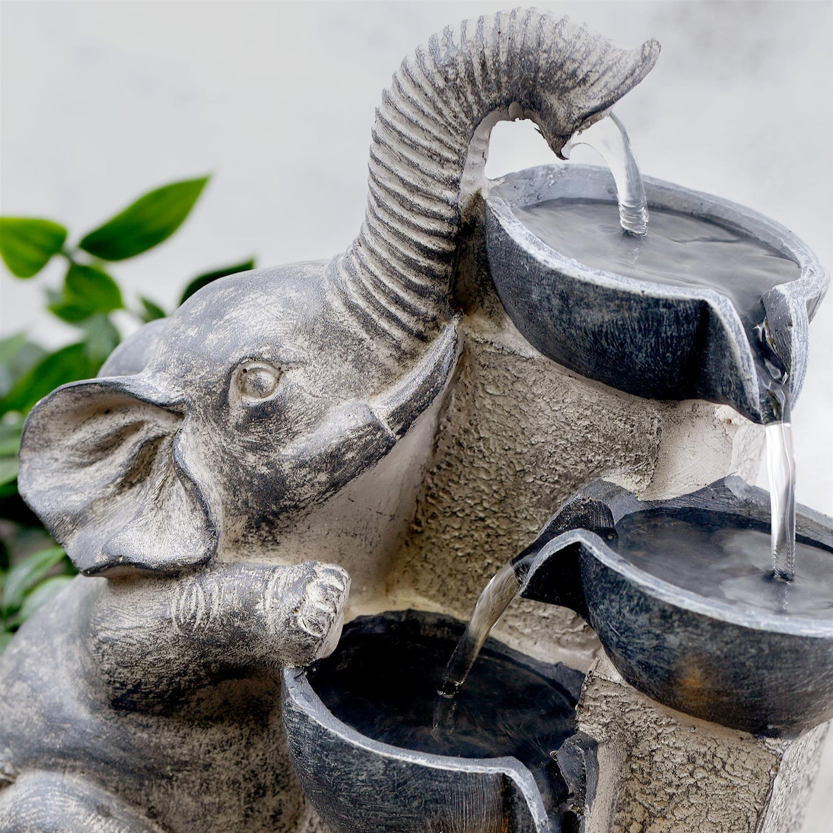 Elephant and Bowls Water Feature Indoor With LED by Geezy - UKBuyZone