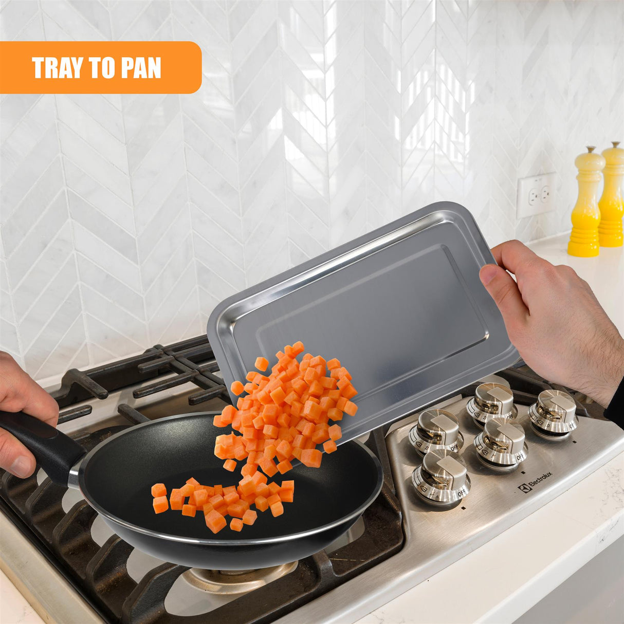 Bamboo Chopping Board with Stainless Steel Tray by GEEZY - UKBuyZone