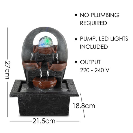 Cascading Water Feature Indoor With LED by GEEZY - UKBuyZone
