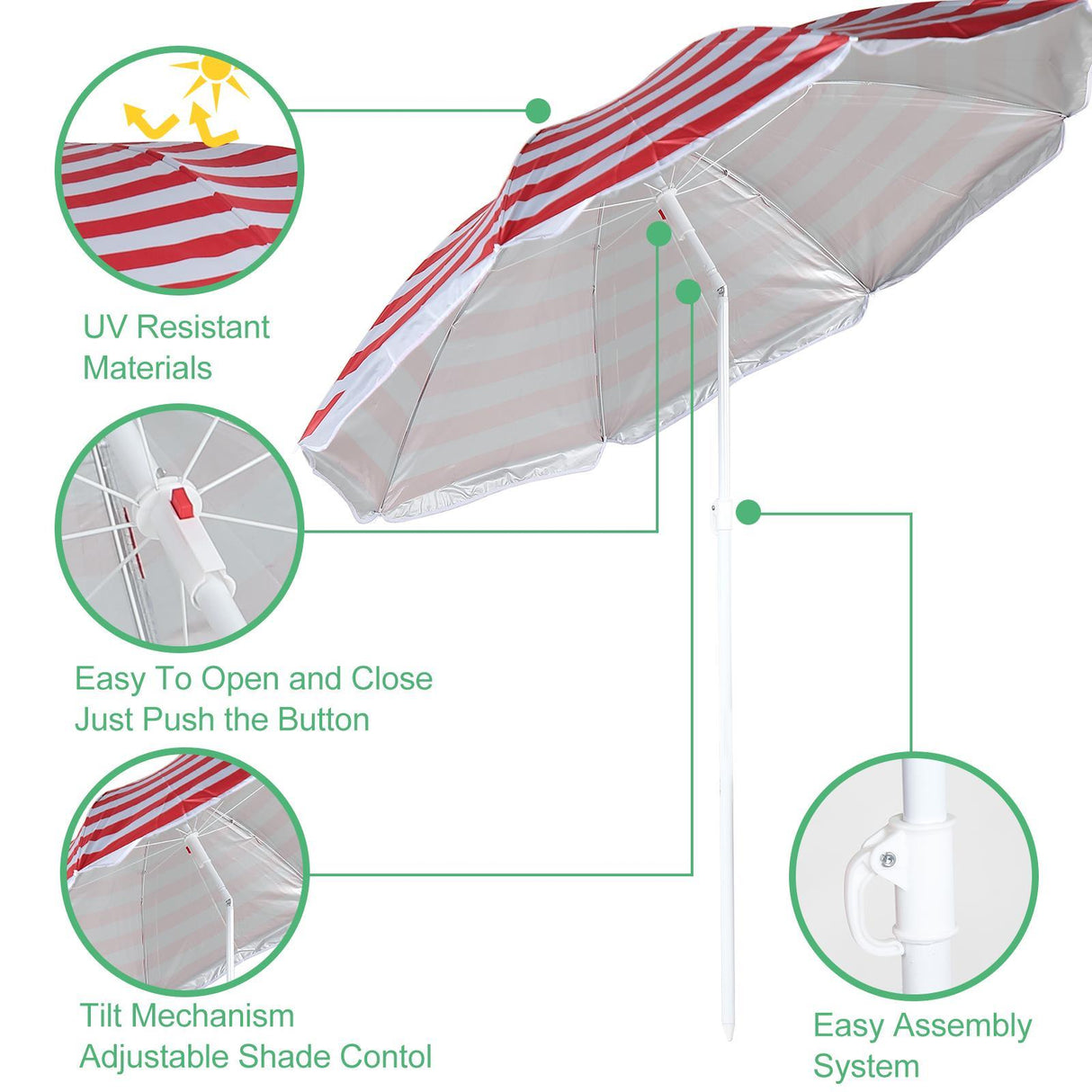 Red Garden Parasol 1.7m by The Magic Toy Shop - UKBuyZone