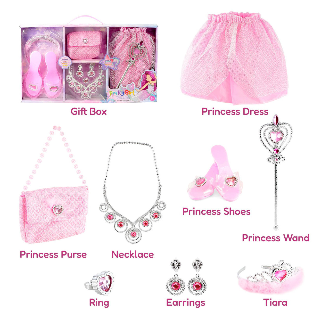 Princess Costume for Girls with Accessories by The Magic Toy Shop - UKBuyZone
